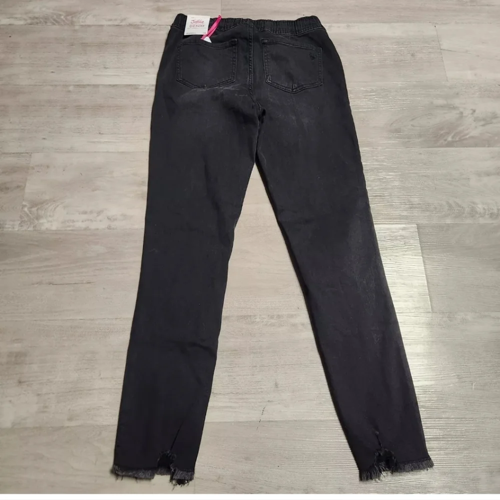 Justice Black Denim Jeggins Soft & Comfy Multi Colored‎ Beads Sz 14 Youth Nwt